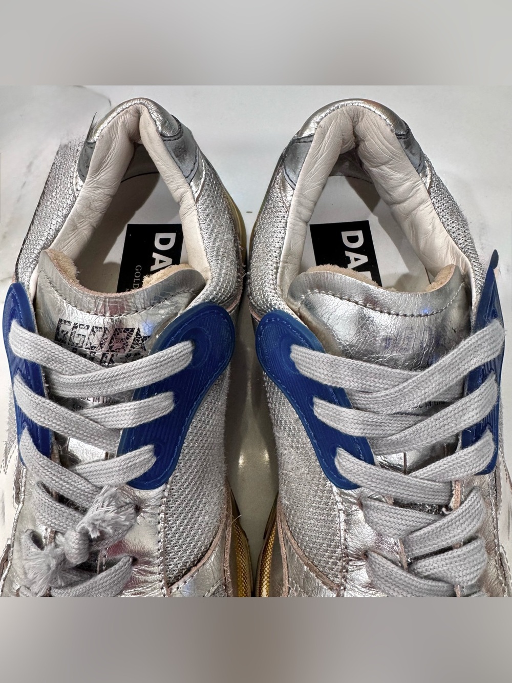 Golden Goose Women's Size 36 Dad-Star in silver laminated leather and mesh - Picture 8 of 15